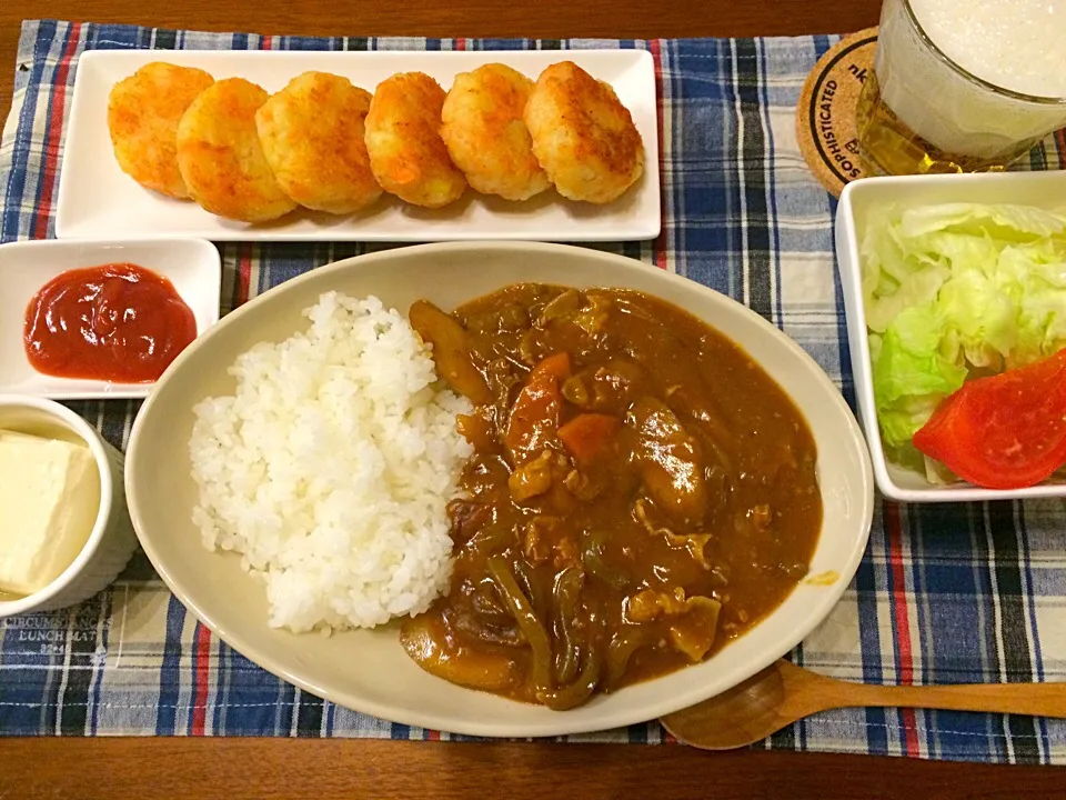 Snapdishの料理写真:豚汁カリー  焼き鮭とジャガイモのおやき|haseseさん