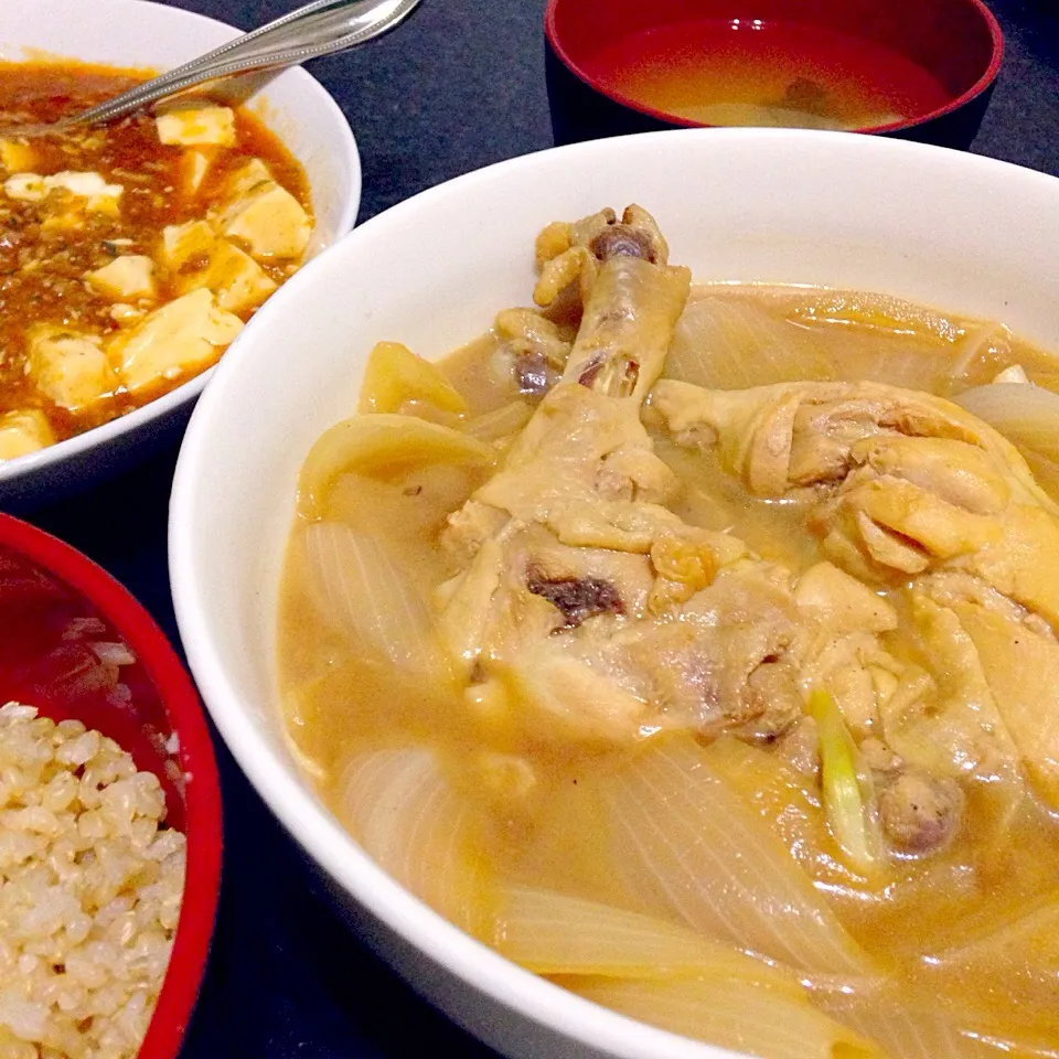 Snapdishの料理写真:今日の夕飯 鳥モモ肉のビール煮込み|小島啓寿さん