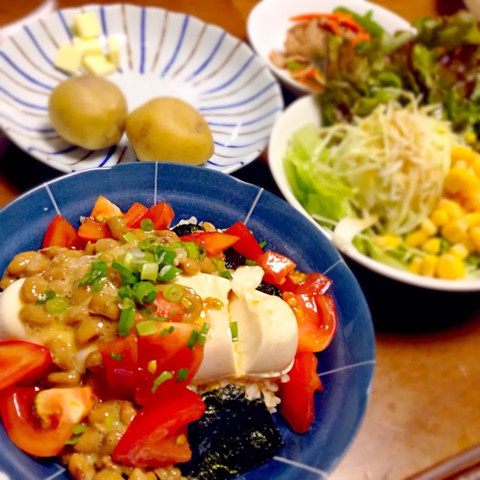 特濃ケンちゃんで豆腐トマト納豆丼♪|hayuさん