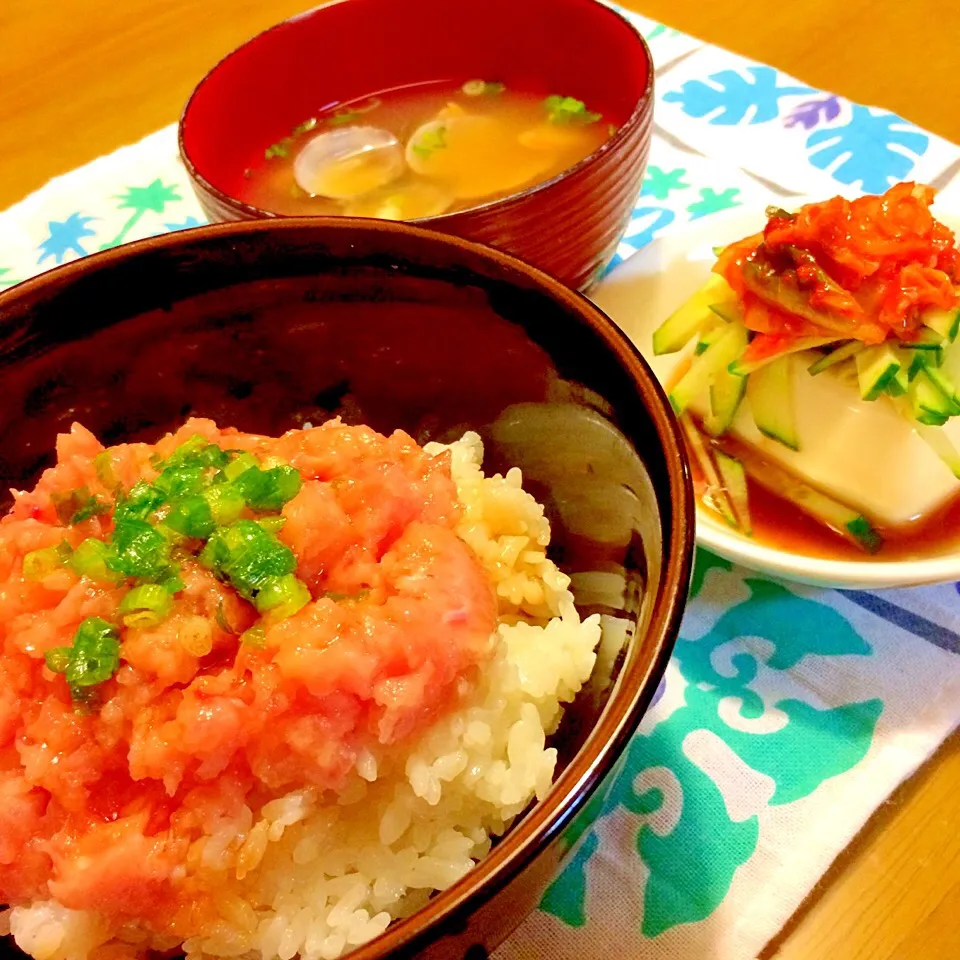 ねぎとろ丼で夕食🍚🍚🍚|かずみさん