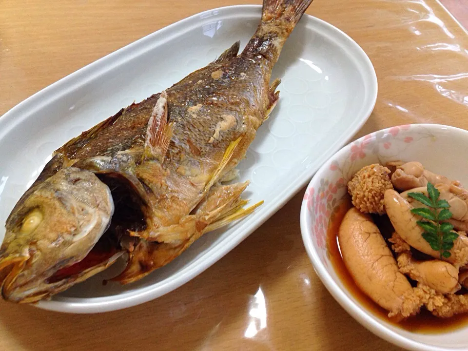 いさき🐟塩焼き・真子と白子の煮付け|かわちさん