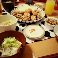 Snapdishの料理写真:彼ごはん⑅◡̈*鶏とごぼう唐揚げ|たきもとさんさん