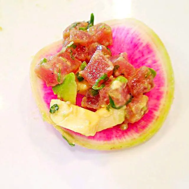 Stoked for summer. Our Ahi Tuna Tartar on a Crisp Shaved Watermelon Radish|CHUENCHAIさん