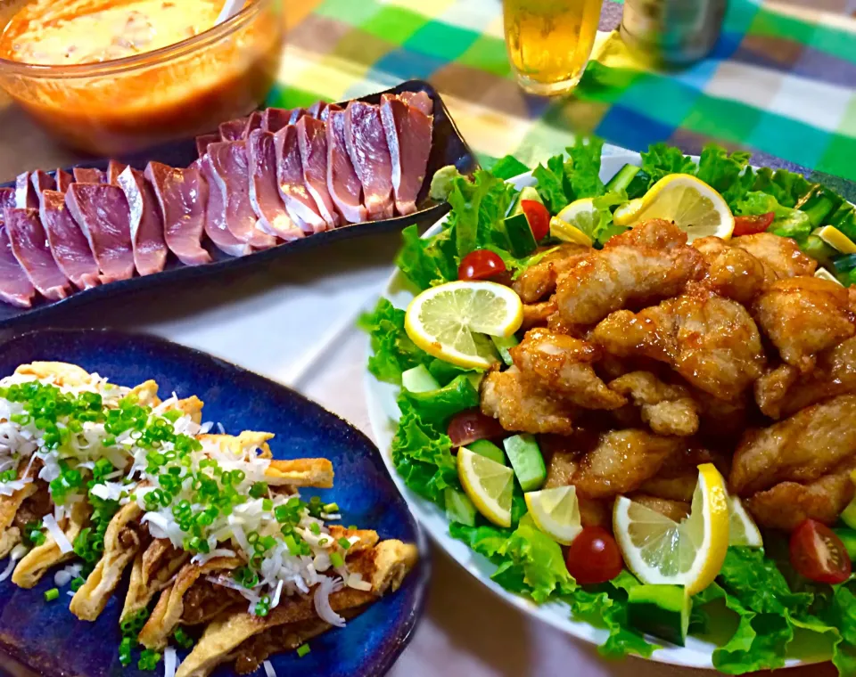 Snapdishの料理写真:火曜日?の晩ご飯🍚🍻|ぷっくりんこ💙さん