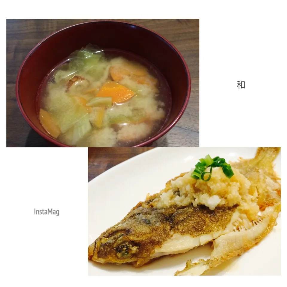 ヨーグルト:味噌=1:4の味噌汁&鰈揚げ✨🐟|まきんすぱん///さん