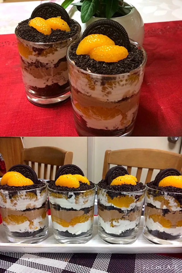 Today's dessert Non bake chocolate mouse Oreo in a jar with mandarin orange happy tummy happy me ❤️🙏😘|Babyluv Cabrera Ocampoさん