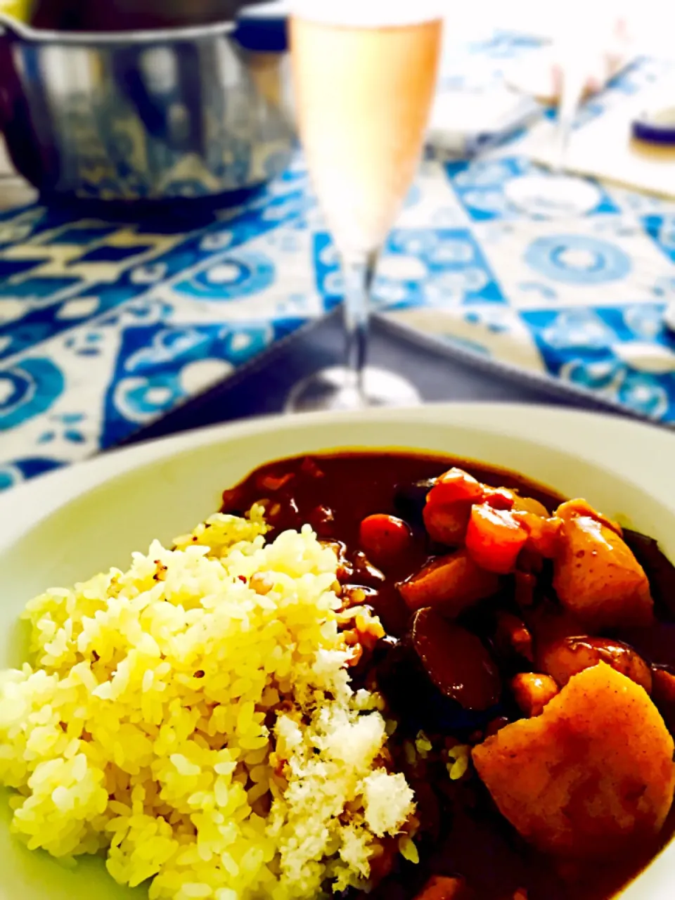 オールとん畑の夏野菜カレー、お酢のドリンク(桜桃風味)|tonさん