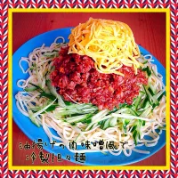 Snapdishの料理写真:真希ちゃんの✱油揚げの肉味噌風✱で冷製担々麺💕