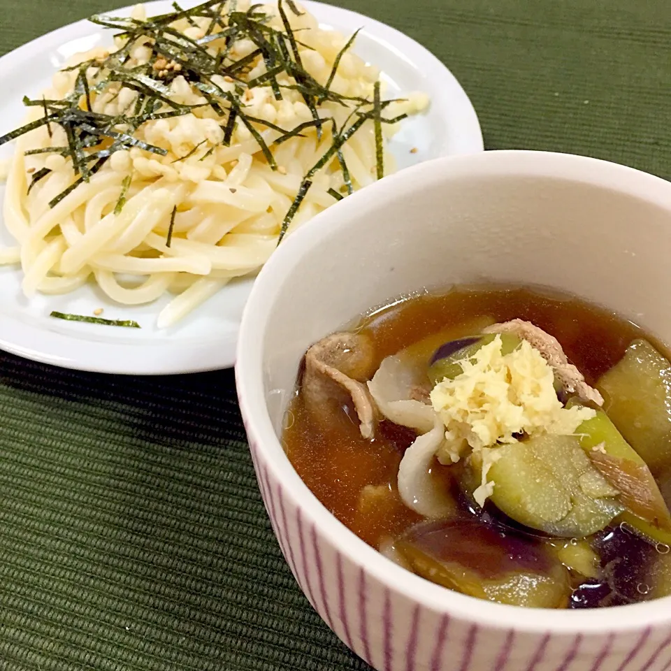 さくらさんの料理 お茄子と豚バラ肉のあったかそうめん◟́◞̀♡     を、冷うどんで！|アッツさん