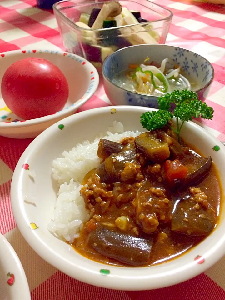 今日はナスとトマトと挽肉のカレー…食べ過ぎて苦しい…後悔(~_~;)|hanakoさん