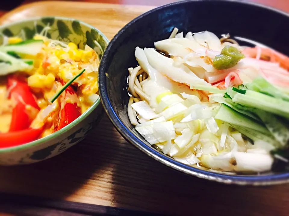 20150615🍙晩御飯はミニミニとろろ蕎麦とサラダ|akiyo22さん