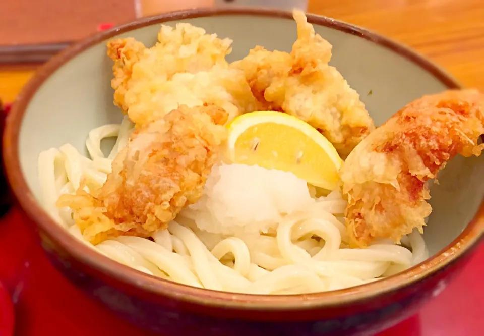 とり天おろし冷やしうどん ネギポン酢をかければ最高！|ねこちょこさん