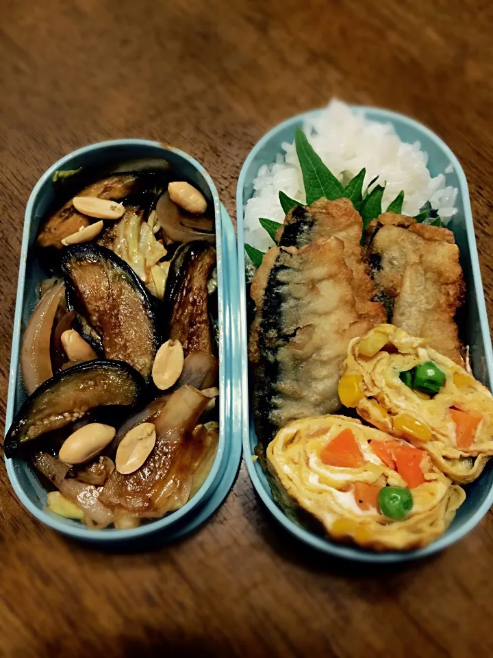 なすのソース×わさび炒め弁当〜卵焼きうまく巻けた(((o(*ﾟ▽ﾟ*)o)))|もっつぁさん