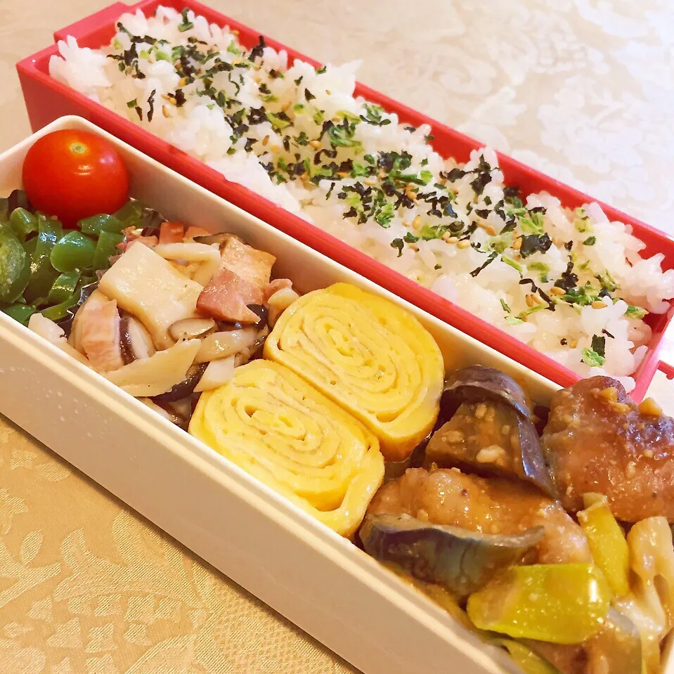 Snapdishの料理写真:ナス味噌チキン弁当|こじたさん