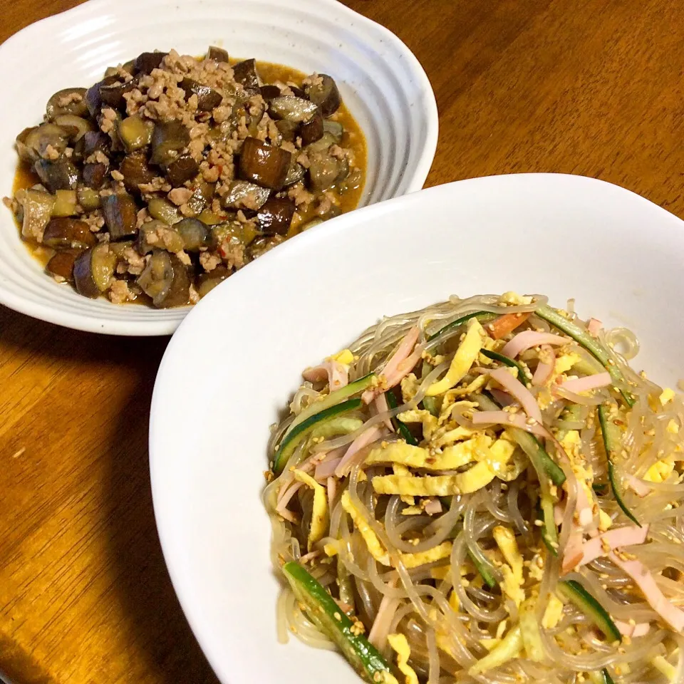 韓国風春雨サラダ・豚肉と茄子のミソ炒め🍴|rgpr211さん