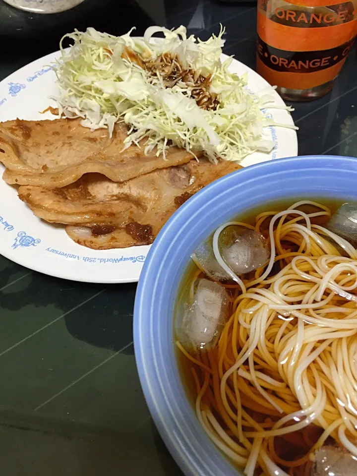 生姜焼きとそうめん〜〜|ヨシコさん