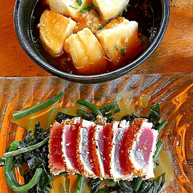 tofu and tuna tataki for lunch June 16,2015|CHUENCHAIさん