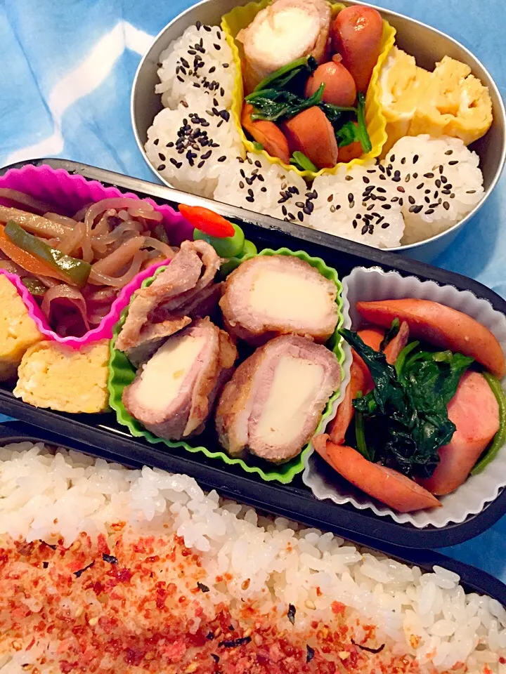 Snapdishの料理写真:肉巻きとうふ弁当！ほうれん草とウィンナー炒め きんぴら 卵焼き|asamisaraさん