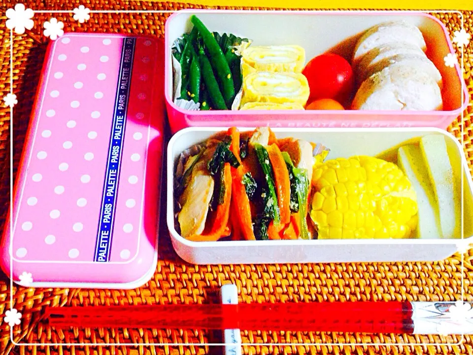 Snapdishの料理写真:旦那さんのヘルシー弁当(*^^*)|SakuSakuさん