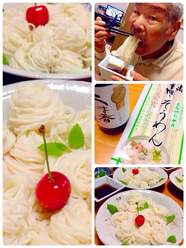 おそうめん♡干ししいたけの出汁で(((o(*ﾟ▽ﾟ*)o)))そうめんの盛り方はPOINTへ✨|ももさん