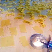 Snapdishの料理写真:Bow tie pasta from scratch|Kawasaki Mikeさん