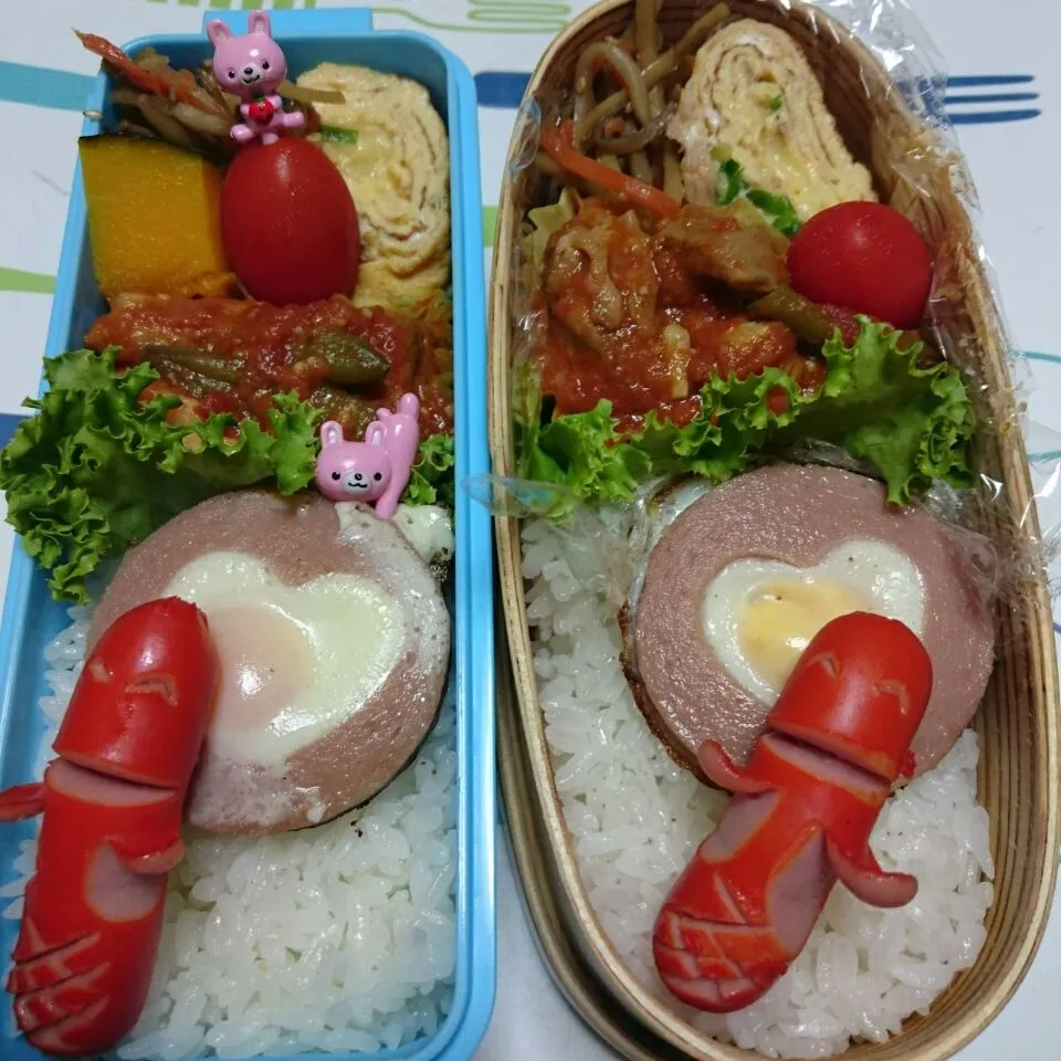 Snapdishの料理写真:6月18日(木)　高校生女子&オレ弁当♪普段通りの600投稿|クッキングおやぢさん