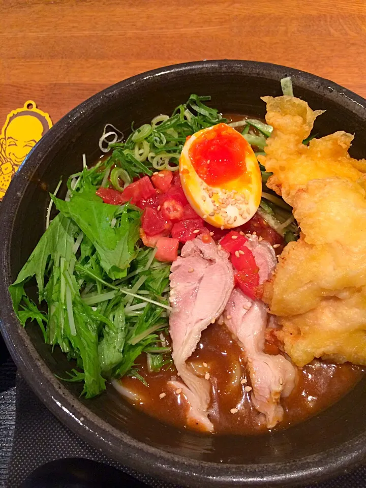 宮がみ屋さんの鶏天+冷やしカレーうどん|大阪カレー部長さん