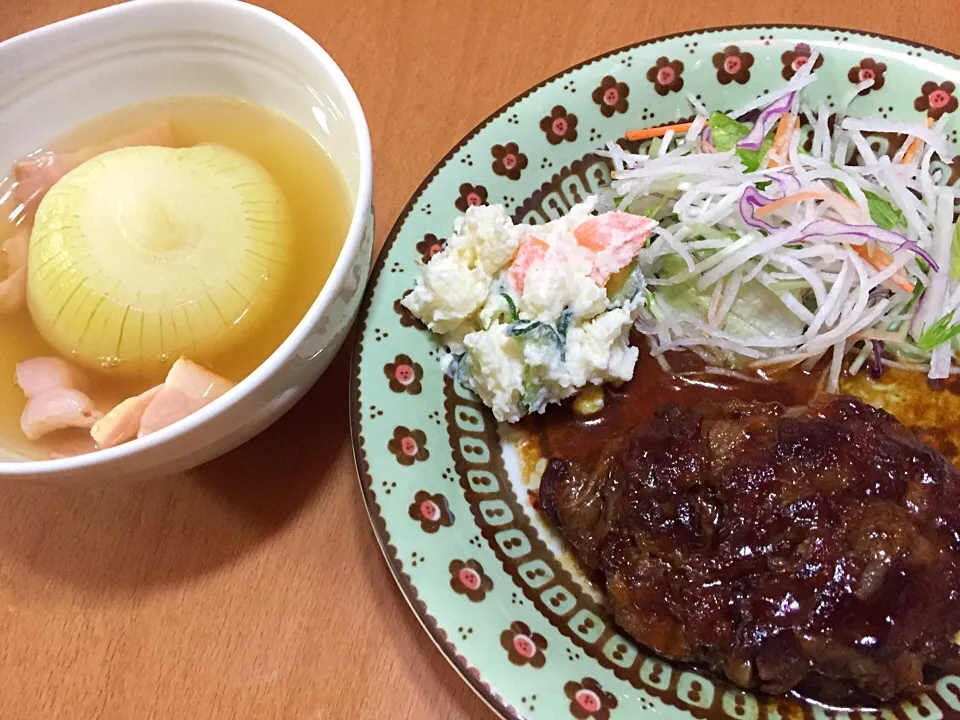 牛コマでステーキもどき＆新たままるごとスープ|りーさん