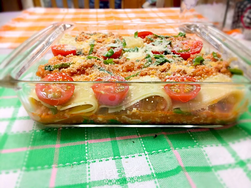 Ready to bake spinach meat sauce roll lasagna for dinner 😋|Babyluv Cabrera Ocampoさん