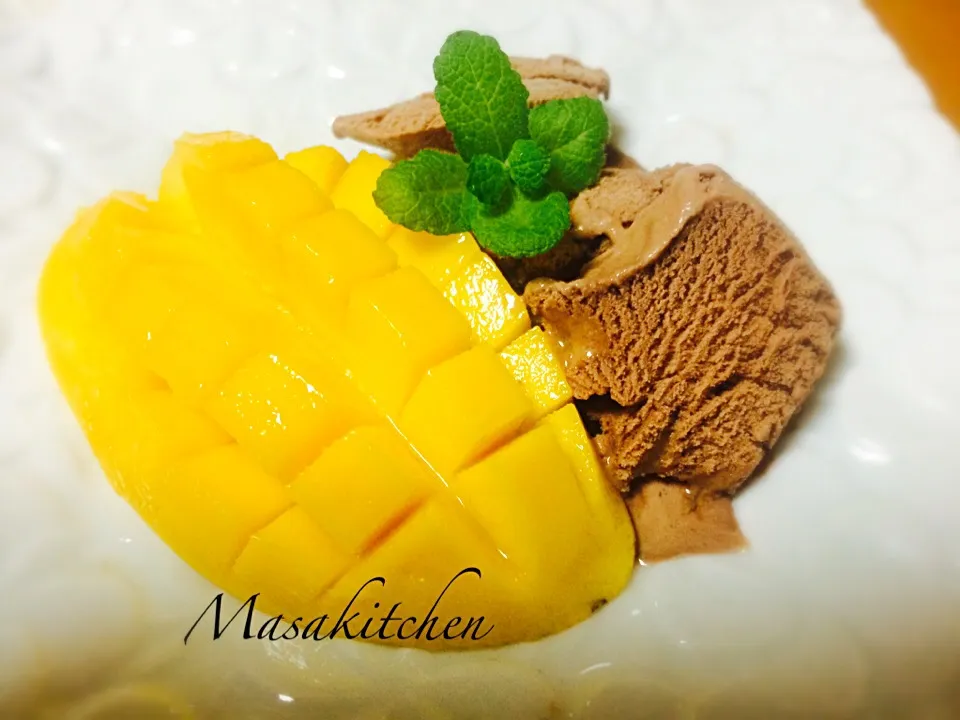 Mango with chocolate ice cream|Masakiさん