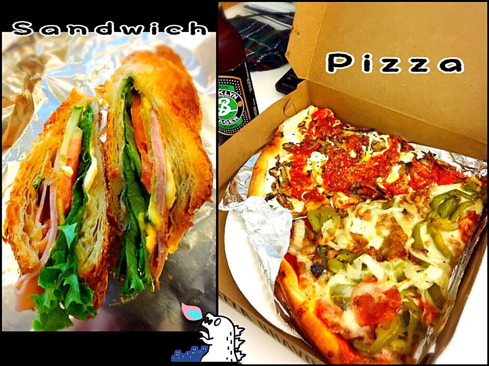 Snapdishの料理写真:サンドイッチ&ピザ🍕|erisさん