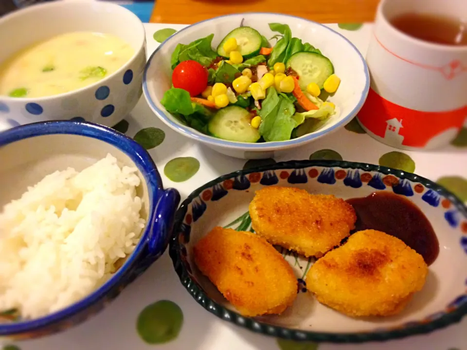 チキンナゲット&シチュー ディナー🍴|チビミミさん