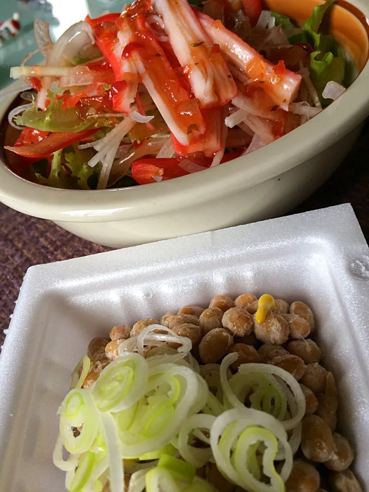 Kani Kama salad and Natto|Nigelさん