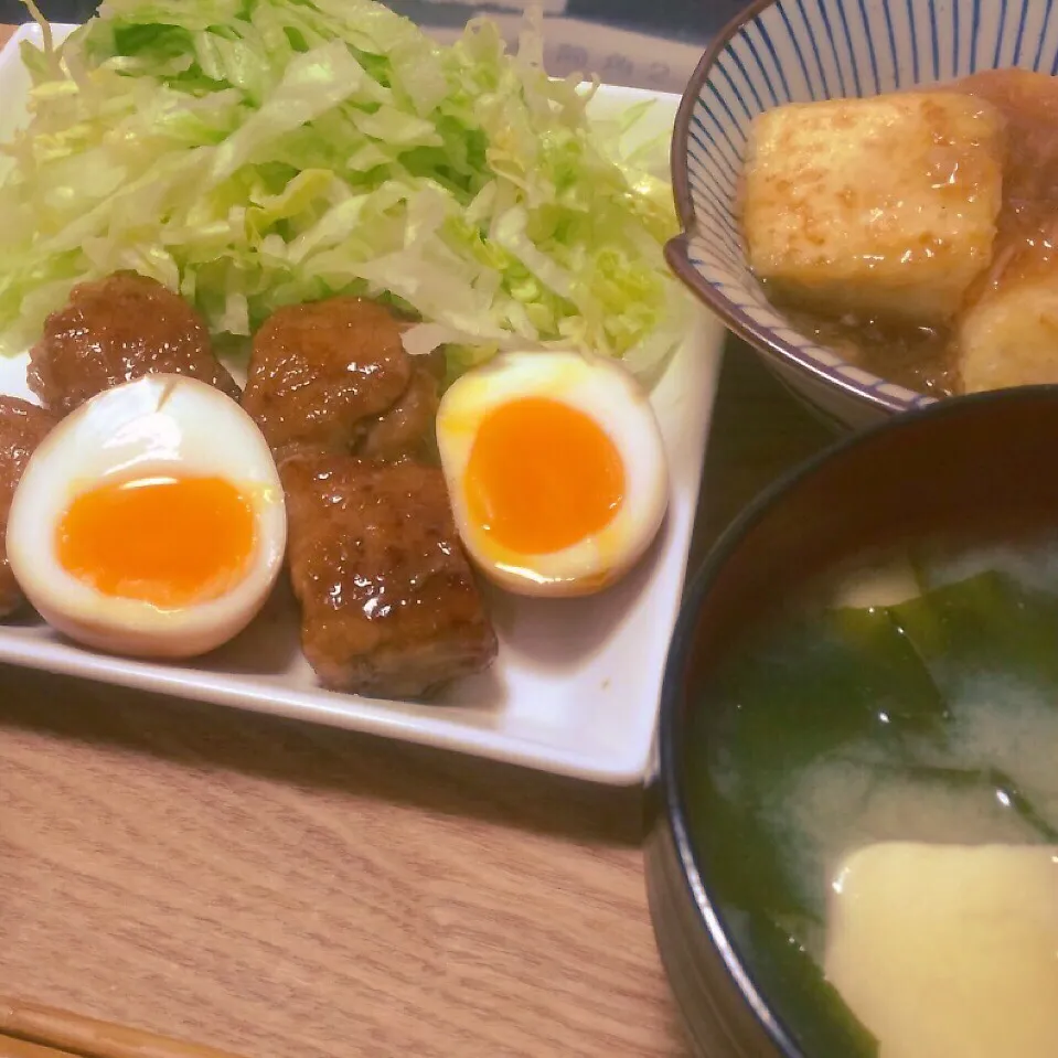 豚バラ肉で角煮・揚げだし豆腐|ゆのさん