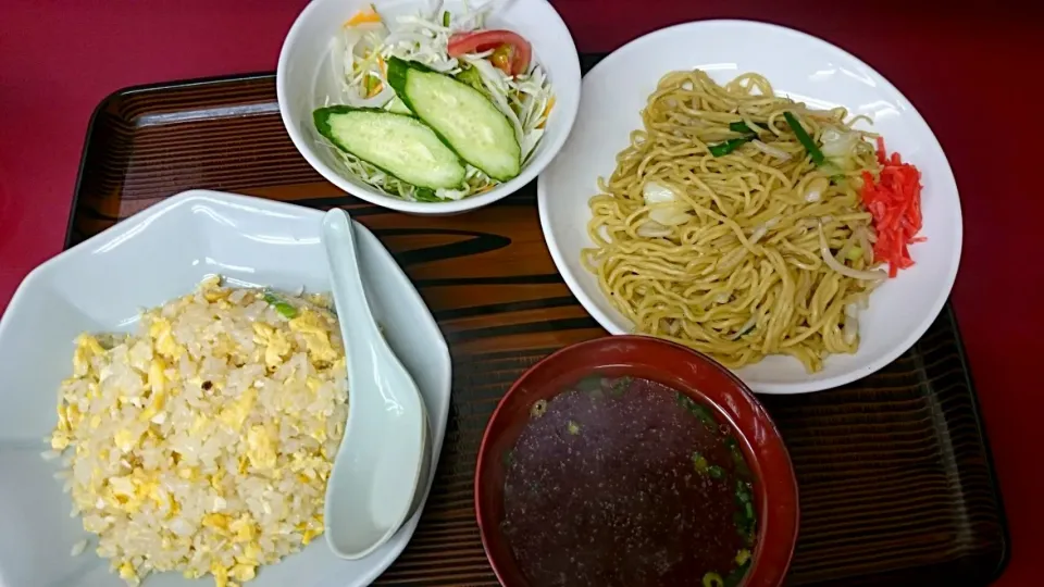 ランチセット チャーハン＆上海焼きそば＆生野菜|まぐろさん