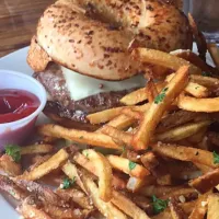 Snapdishの料理写真:Rise and Shine Burger with Truffle Fries|Alyssa Santostefanoさん