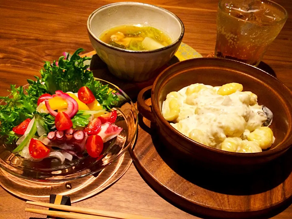 ポテトニョッキのきのこクリームソース定食|こんぶさん