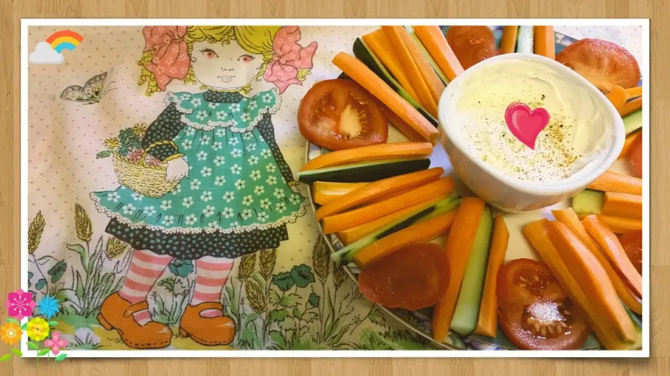 lovely 😙 vegetables with joghurt / cream dip 👍🍴🌞|Najeskaさん