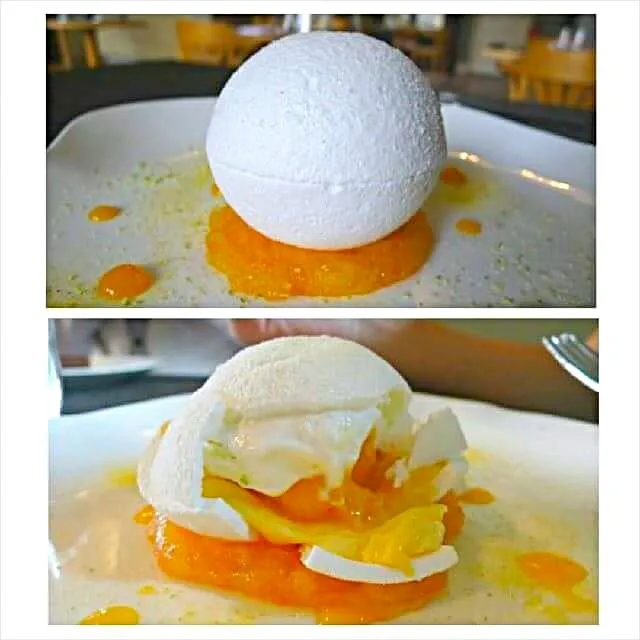 Citrus meringue with lemon curd, mandarin & yuzu sorbet
"It's very important to smash the ball!"|CHUENCHAIさん