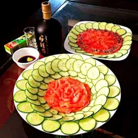 Late night snack..salmon & Sake😜👍