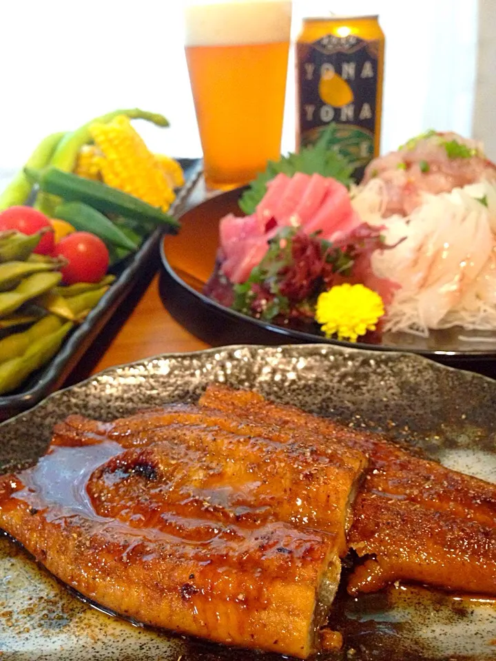 父の日🍻✨なんだか贅沢なような、手抜きのような夕飯😅お刺身は、とびうお、やがら、メジマグロ😋|アイさん