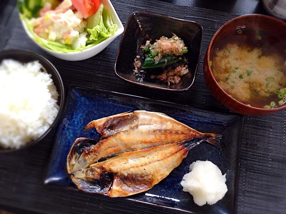 鯵の開き定食。|なおなおさん