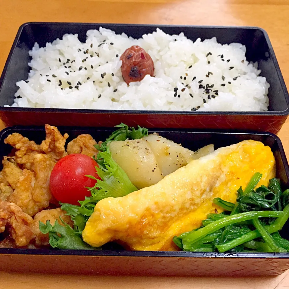 唐揚げオムレツ弁当(*^^*)|sachiさん