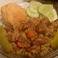 Snapdishの料理写真:steak cut into chunks made into stew. ..I dint follow recipes I eyeball everything. .so it's hard to write official recipes..every time I Make a dish it comes o|klaireさん