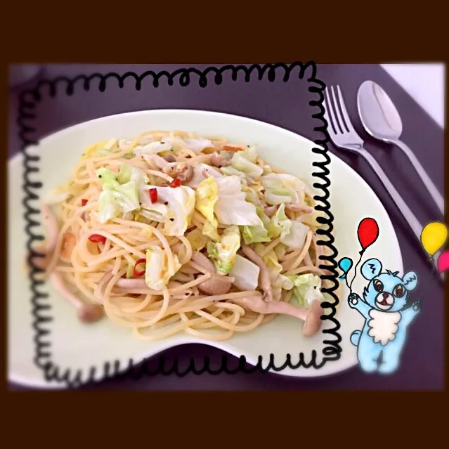 キャベツとしめじペペロンチーノ|honeyhinaさん