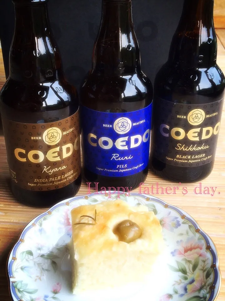 Snapdishの料理写真:コエドビール❤️ギフトとポテトフォカッチャ|cocoaさん