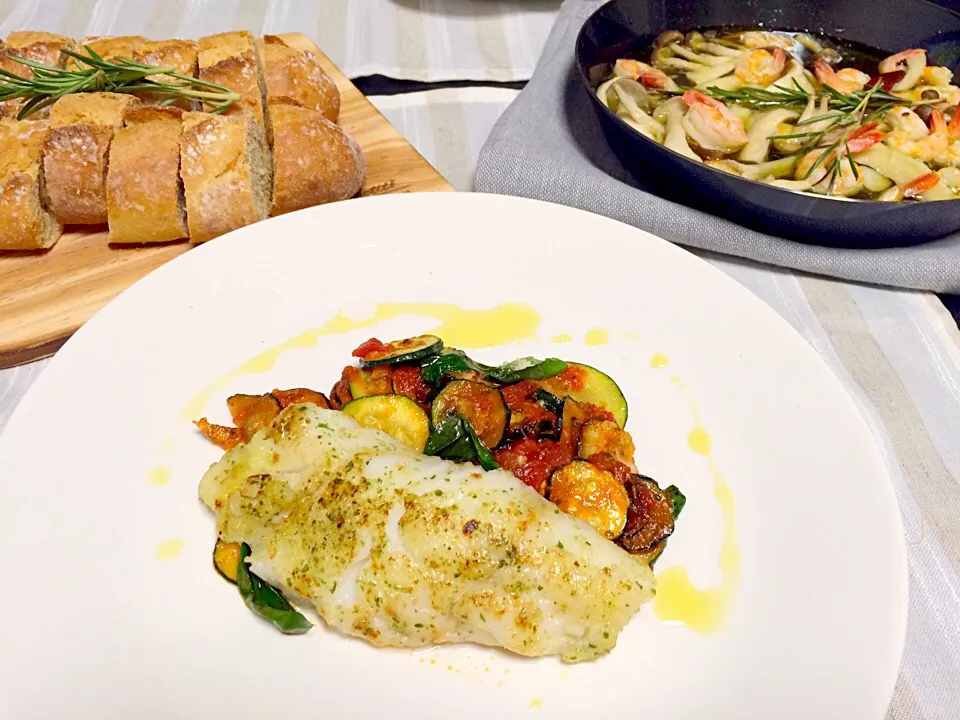 COD meunière & zucchini basil sauté タラのムニエルとズッキーニとバジルのソテー|Jessy♡さん