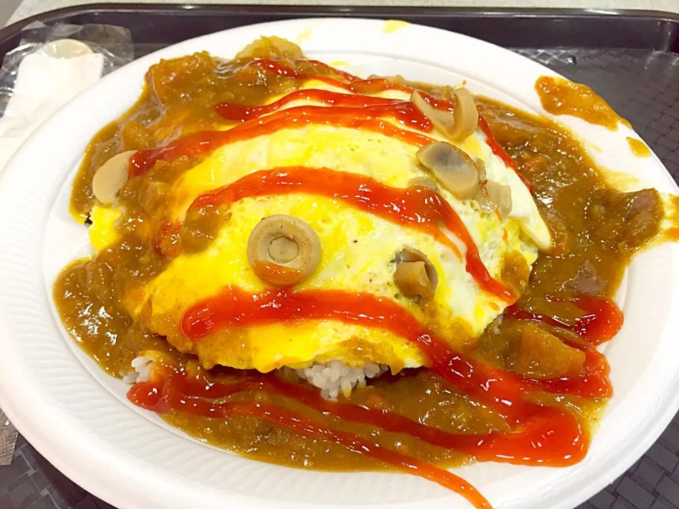 Cheese & mushroom omelette curry rice|Sky Blueさん