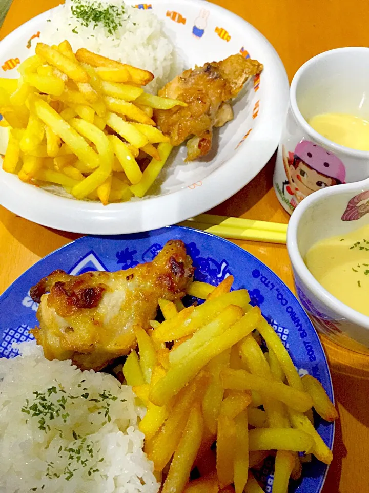 🐓ローストチキン＆フライドポテト   🌽冷たいコーンクリームポタージュ|ch＊K*∀o(^^*)♪さん