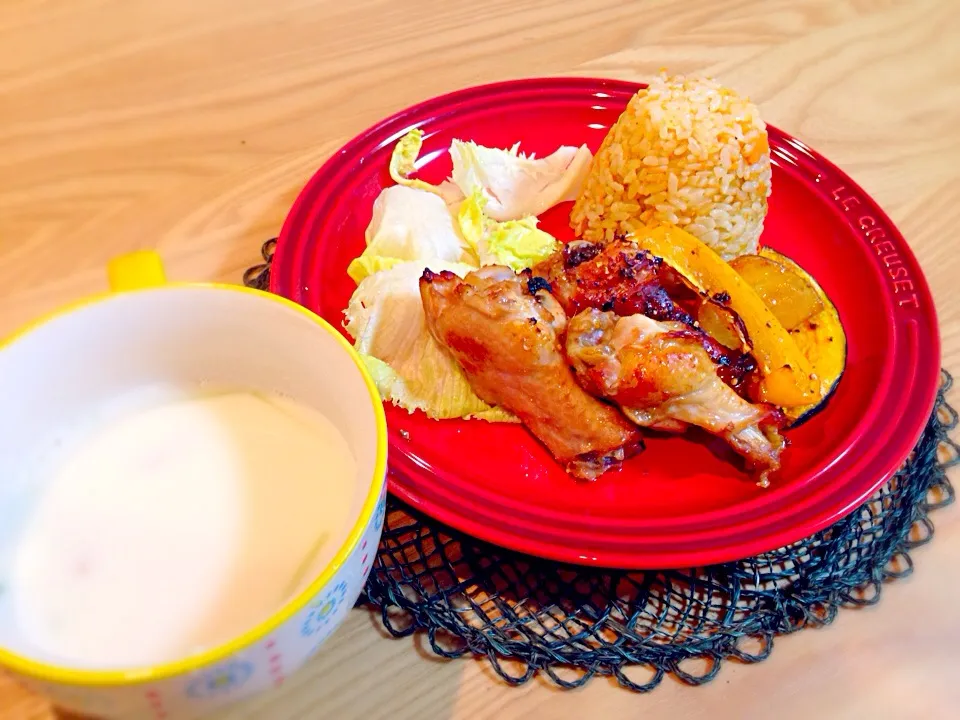 人参ごはんとロースト手羽元のプレート定食|Miki  Asakuraさん